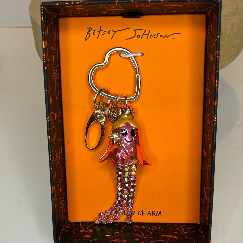Betsey Johnson Pink and Gold Princess 👸🏼 Ghost 👻 Bag Charm with Rhinestones
